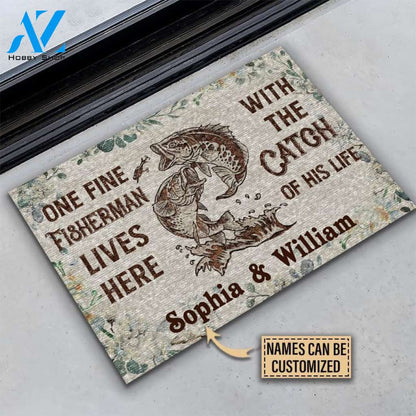 Personalized Fishing The Catch Of His Life Custom Doormat | WELCOME MAT | HOUSE WARMING GIFT