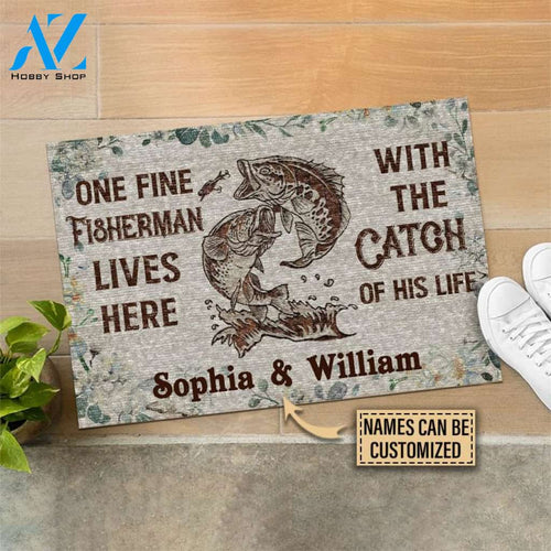 Personalized Fishing The Catch Of His Life Custom Doormat | WELCOME MAT | HOUSE WARMING GIFT