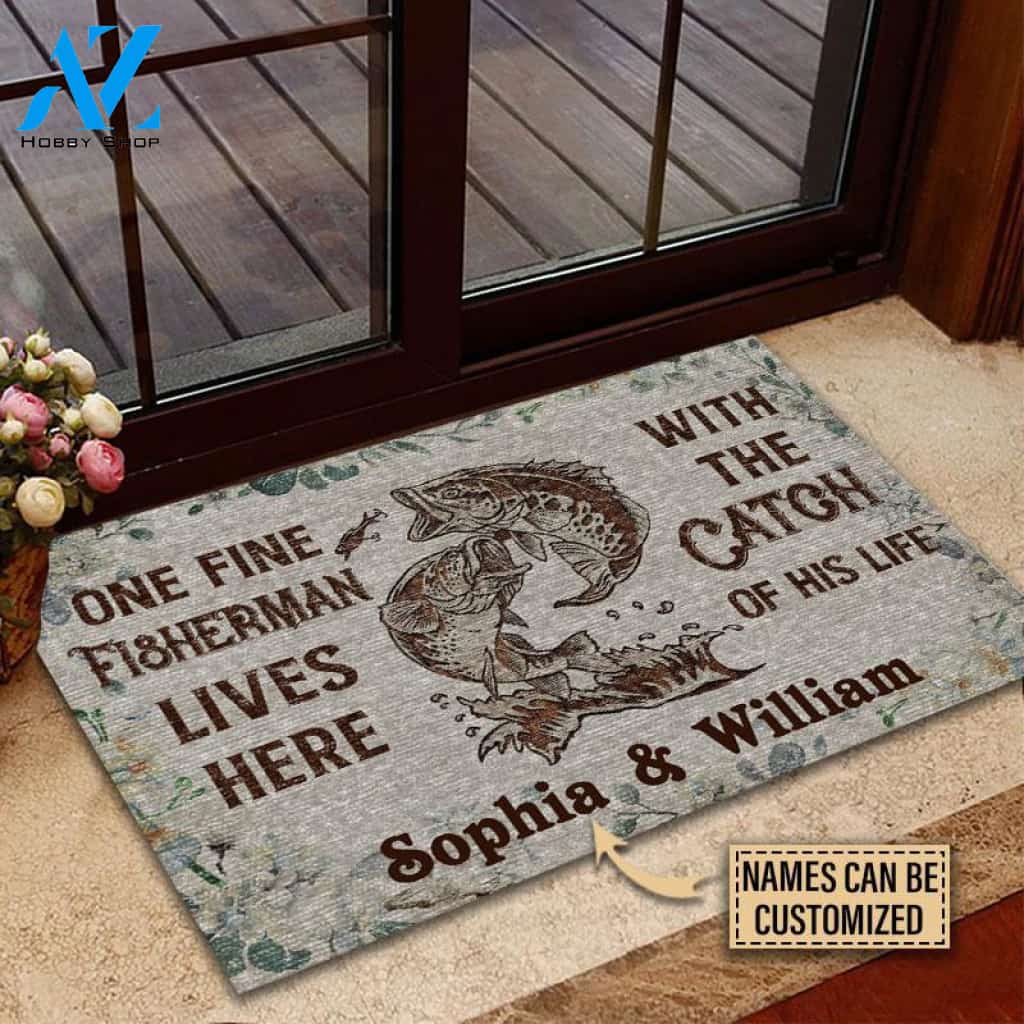 Personalized Fishing The Catch Of His Life Custom Doormat | WELCOME MAT | HOUSE WARMING GIFT