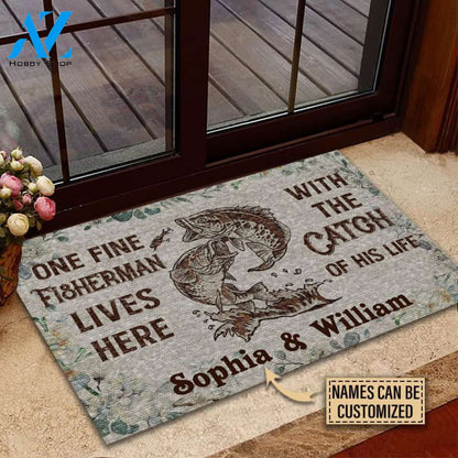 Personalized Fishing The Catch Of His Life Custom Doormat | WELCOME MAT | HOUSE WARMING GIFT