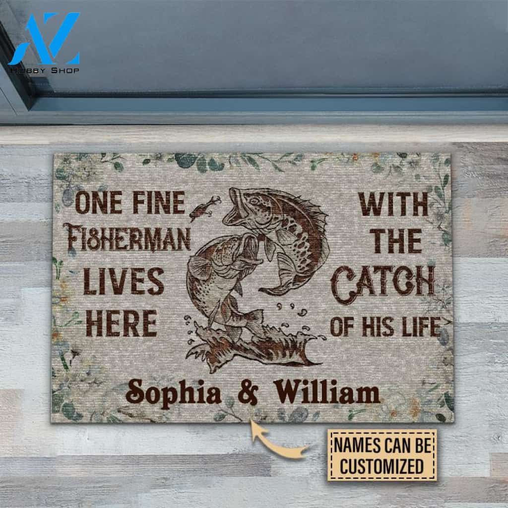 Personalized Fishing The Catch Of His Life Custom Doormat | WELCOME MAT | HOUSE WARMING GIFT