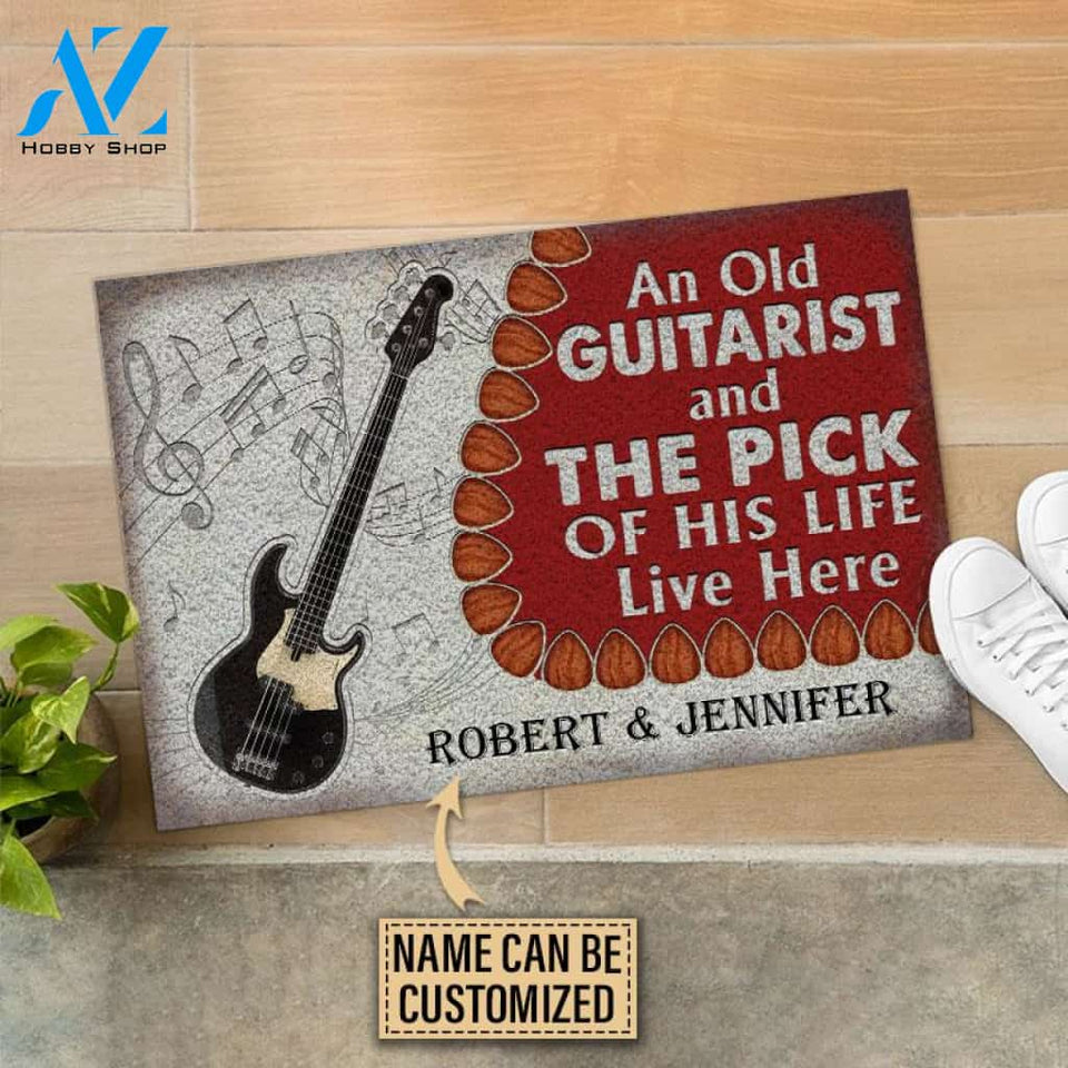 Personalized Five String Bass Old Couple Live Here Customized Doormat