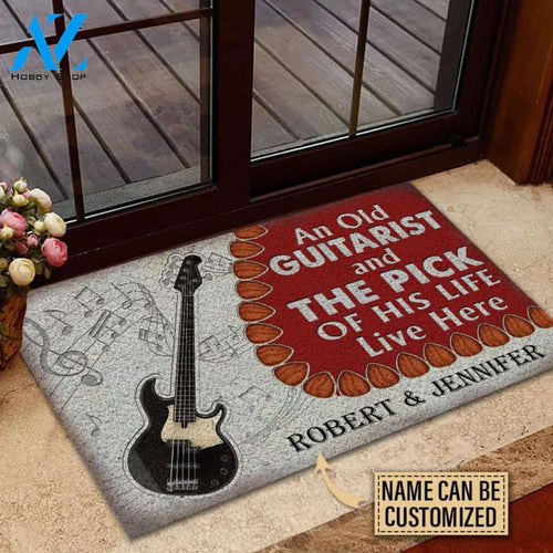 Personalized Five String Bass Old Couple Live Here Customized Doormat