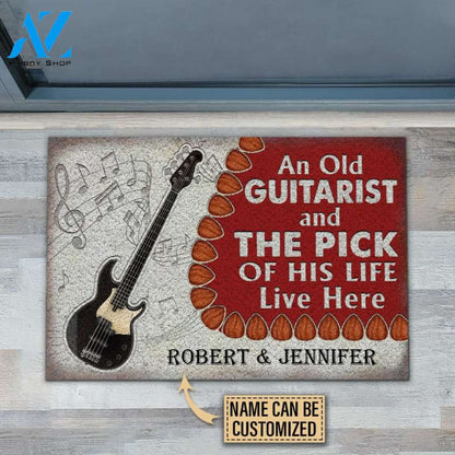 Personalized Five String Bass Old Couple Live Here Customized Doormat