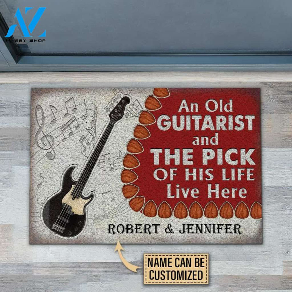 Personalized Five String Bass Old Couple Live Here Customized Doormat