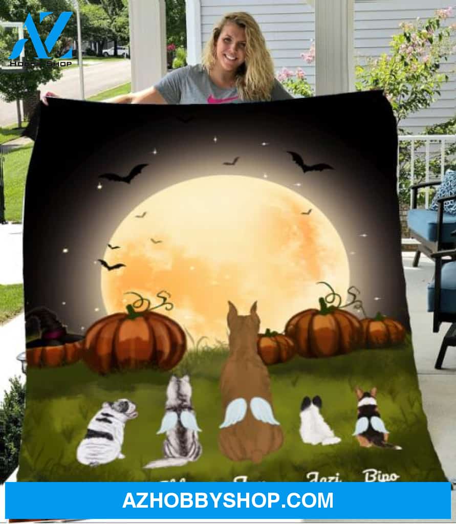 Personalized Fleece Blanket, Halloween Blanket Halloween Gift Custom Dog Pg1270