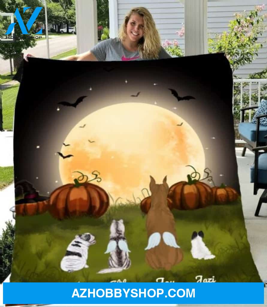 Personalized Fleece Blanket, Halloween Blanket Halloween Gift Custom Dog Pg1269