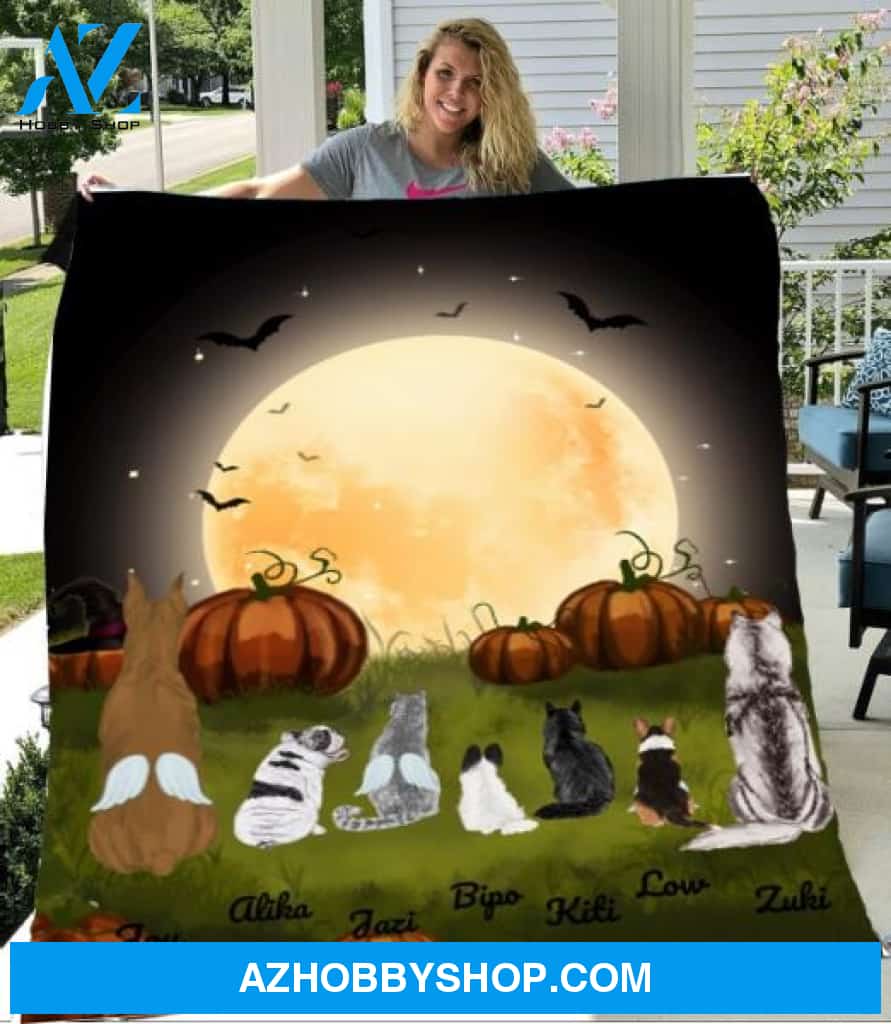Personalized Fleece Blanket, Halloween Blanket Halloween Gift Custom Dog And Cat Pg1263
