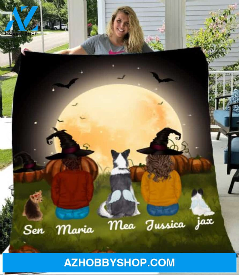 Personalized Fleece Blanket, Halloween Blanket Halloween Gift Custom Dog And Couple Pg1274
