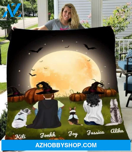 Personalized Fleece Blanket, Halloween Blanket Halloween Gift Custom Dog And Couple Pg1268