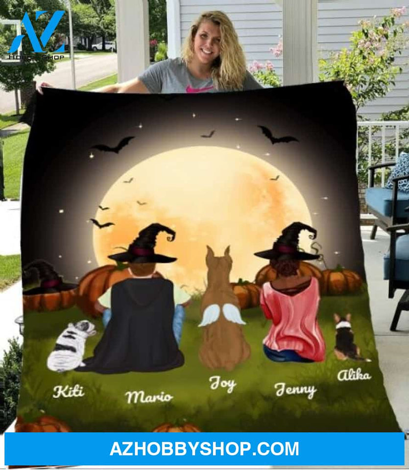 Personalized Fleece Blanket, Halloween Blanket Halloween Gift Custom Dog And Couple Pg1277