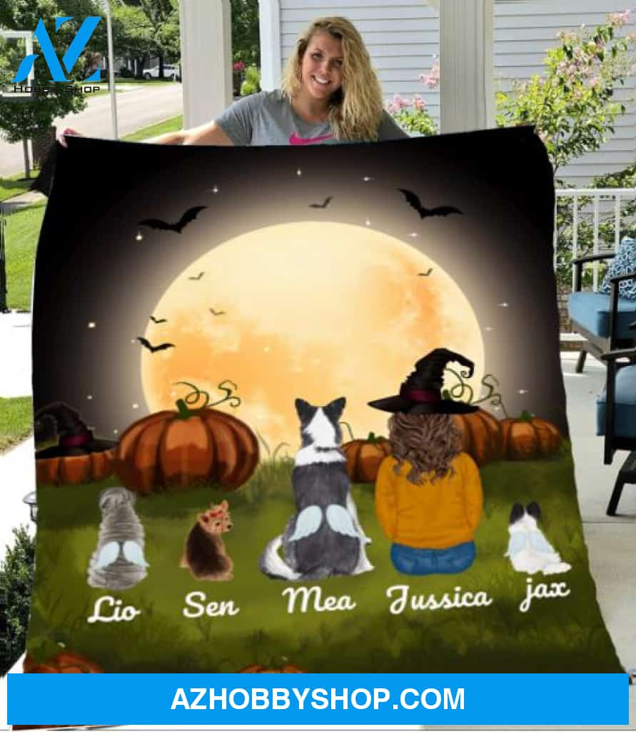 Personalized Fleece Blanket, Halloween Blanket Halloween Gift Custom Dog And Girl Pg1271