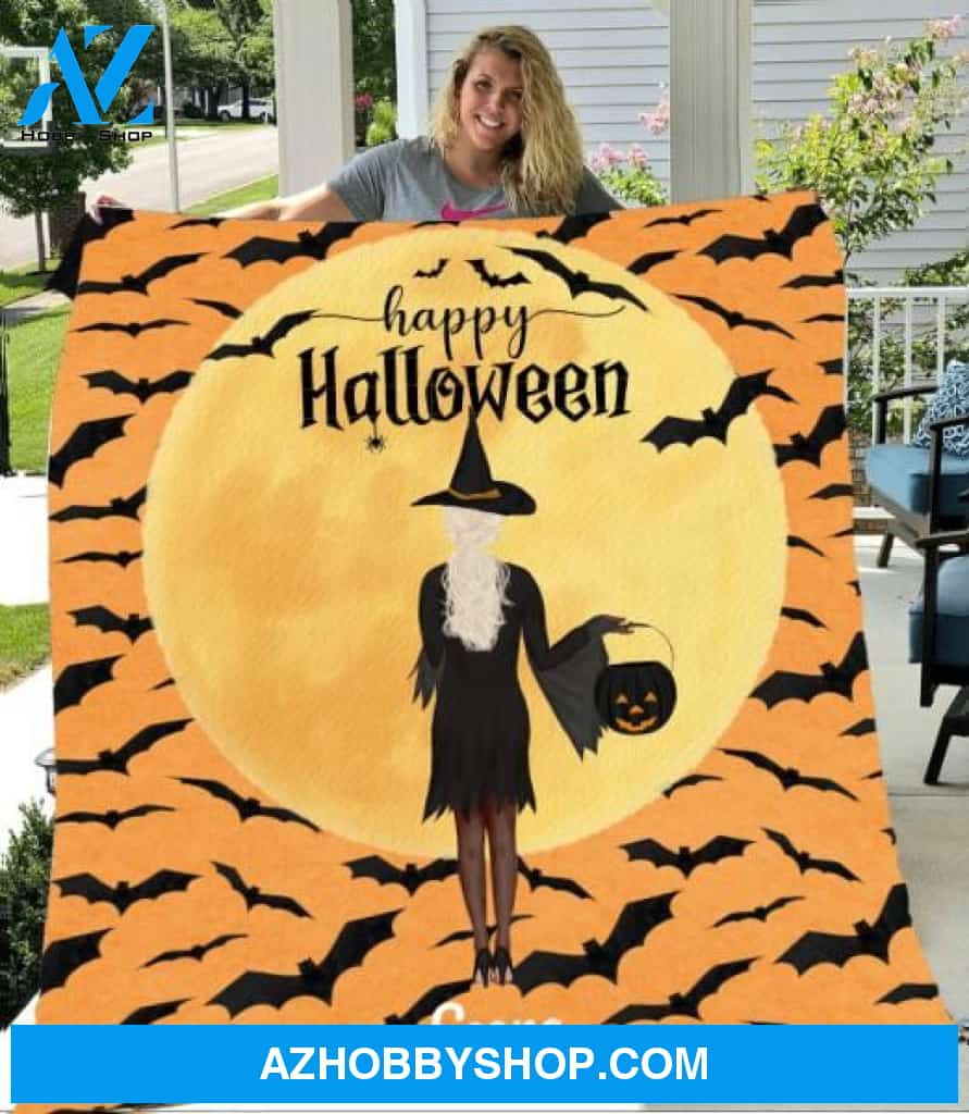 Personalized Fleece Blanket, Halloween Witches Blanket Halloween Gift Custom Girl Witches Pg12869