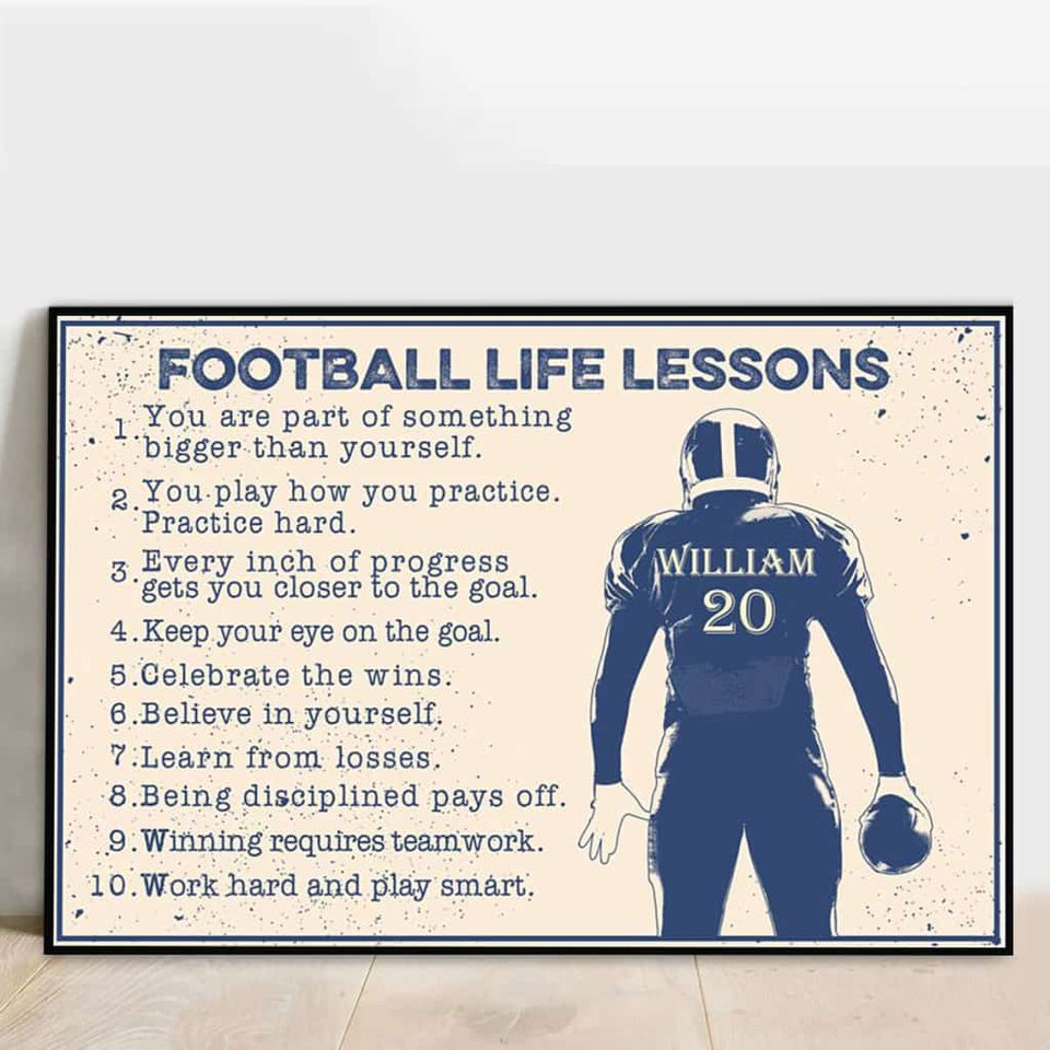 Personalized Football Poster, Canvas with custom Name & Number, Sport Gifts NTB031803CL