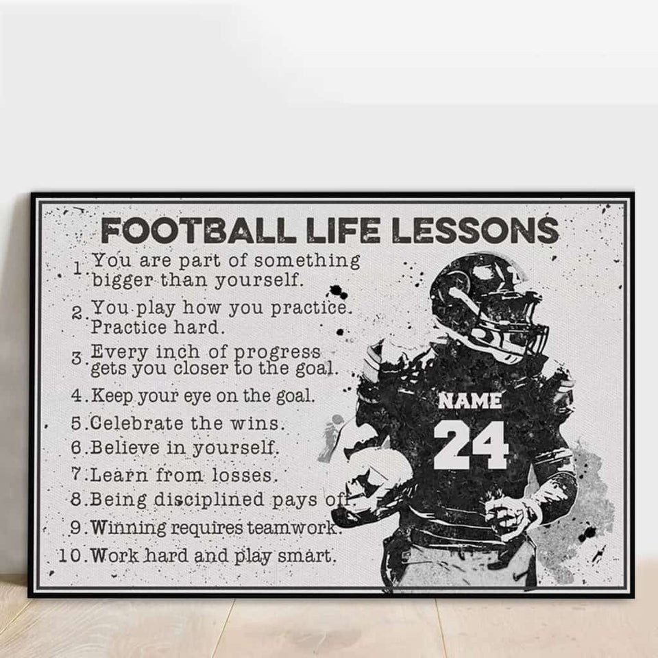 Personalized Football Poster, Canvas with custom Name & Number, Sport Gifts NTB031805CL
