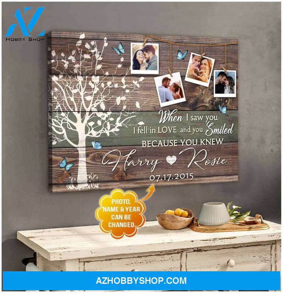 Personalized For Couple When I Saw You I Fell In Love Wall Art Decor Canvas