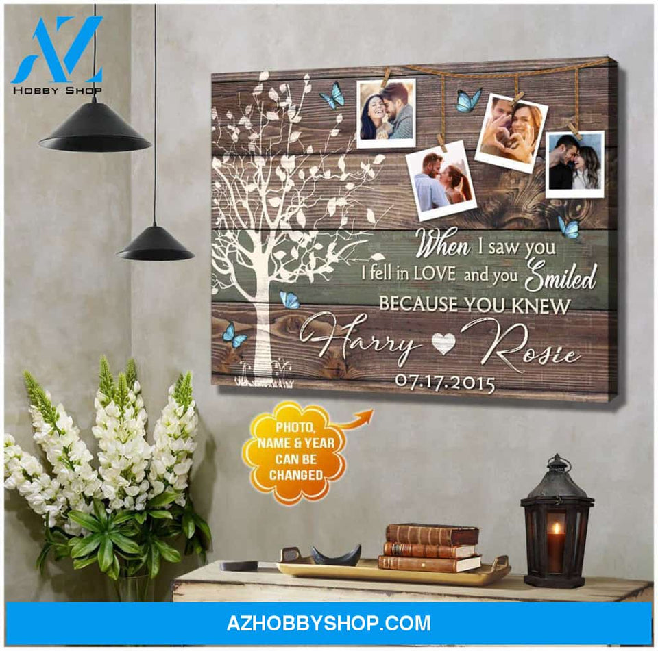 Personalized For Couple When I Saw You I Fell In Love Wall Art Decor Canvas