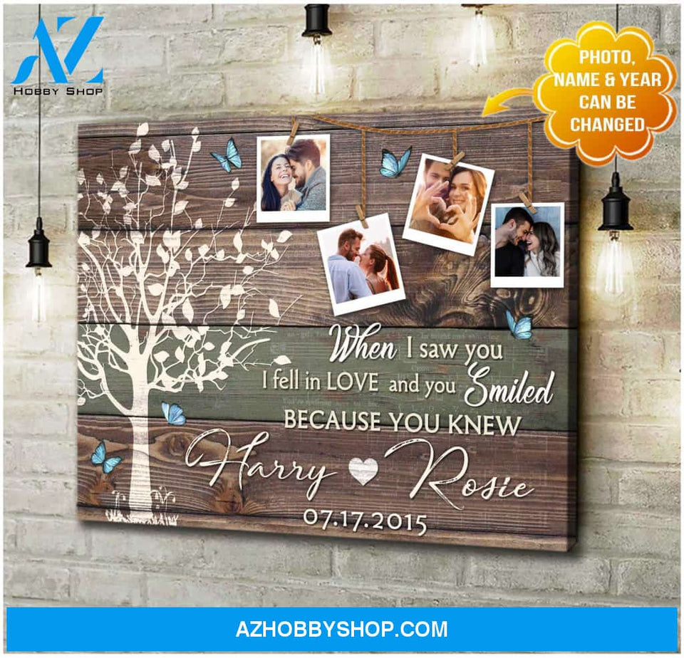 Personalized For Couple When I Saw You I Fell In Love Wall Art Decor Canvas