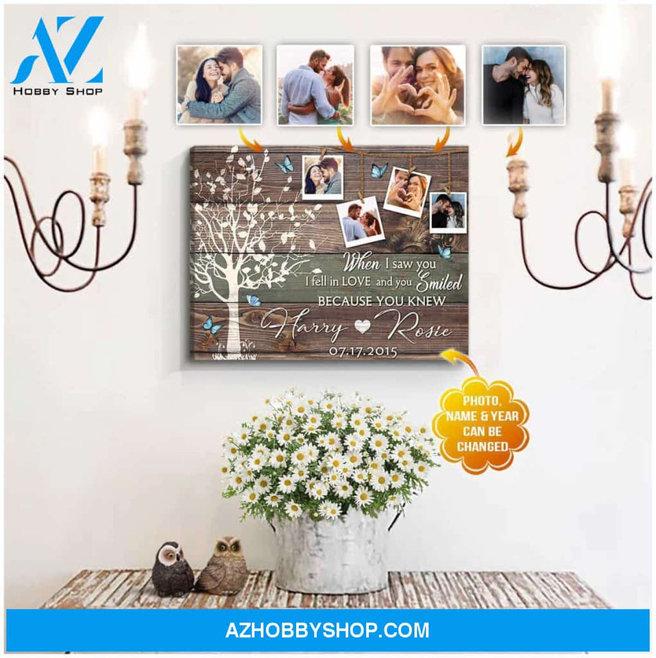Personalized For Couple When I Saw You I Fell In Love Wall Art Decor Canvas