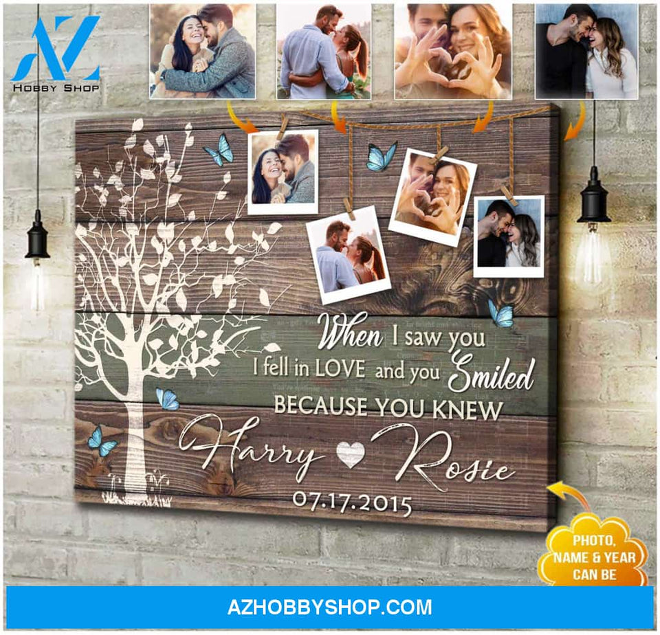 Personalized For Couple When I Saw You I Fell In Love Wall Art Decor Canvas