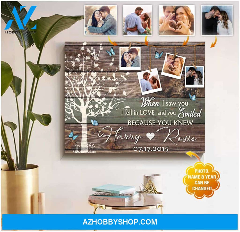 Personalized For Couple When I Saw You I Fell In Love Wall Art Decor Canvas