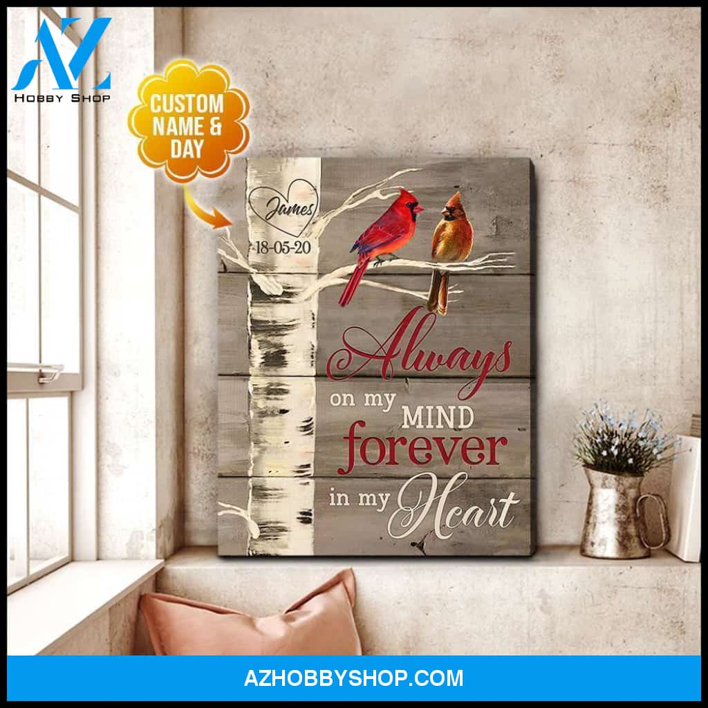 Personalized Forever In My Heart Cardinal Wall Art Canvas
