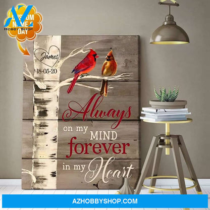 Personalized Forever In My Heart Cardinal Wall Art Canvas