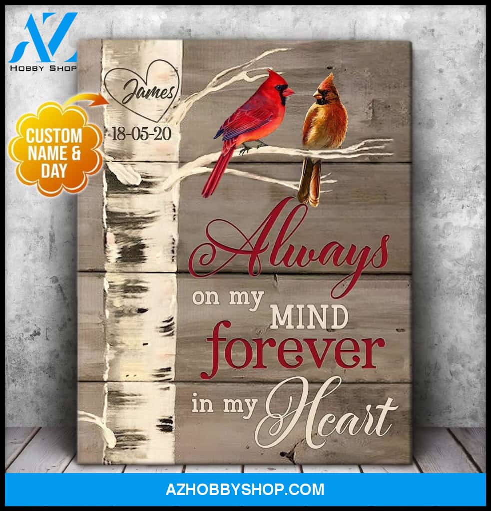 Personalized Forever In My Heart Cardinal Wall Art Canvas