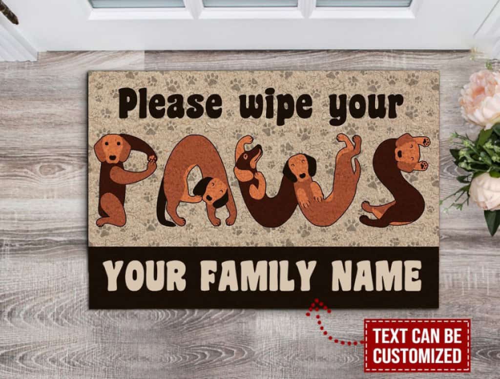 Personalized Funny Dogs Wipe Your Paws Custom Name Doormat Welcome Mat