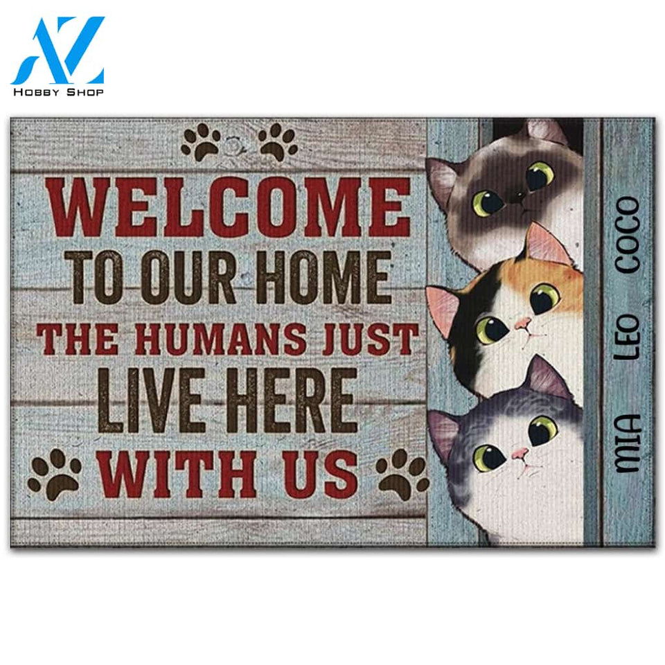Personalized Funny Sneaky Cats Doormat Custom Name Family - Welcome To Our Home Doormat Welcome Mat House Warming Gift Home Decor Funny Doormat Gift Idea