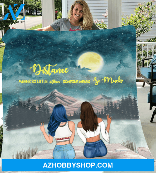 Personalized Gift For Best Friend Blanket - Boho Girls - 2 Besties Fleece Blanket - Distance means so little when someone means so much