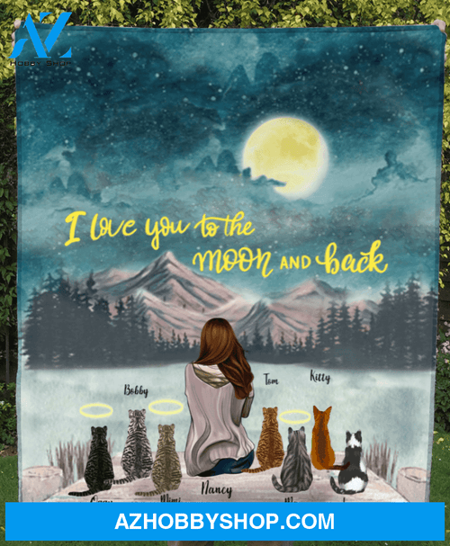 Personalized gift for cat lovers - Mom & 7 cats fleece blanket - Cat mom Mother's day