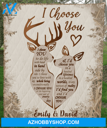 Personalized Quilt, Best Gift for Couple, Valentines day gift for him her boyfriend girlfriend - Deer Couple Quilt