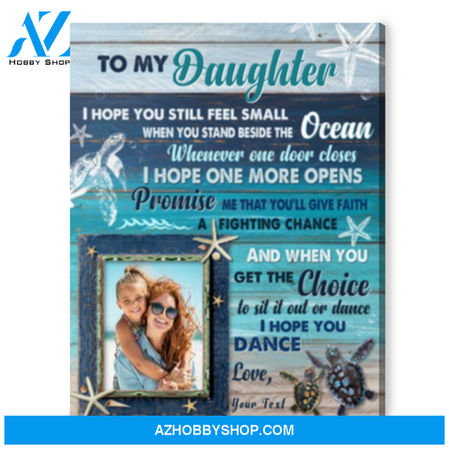Personalized Gift For Daughter Birthday Turtle And Beach Canvas Wall Art