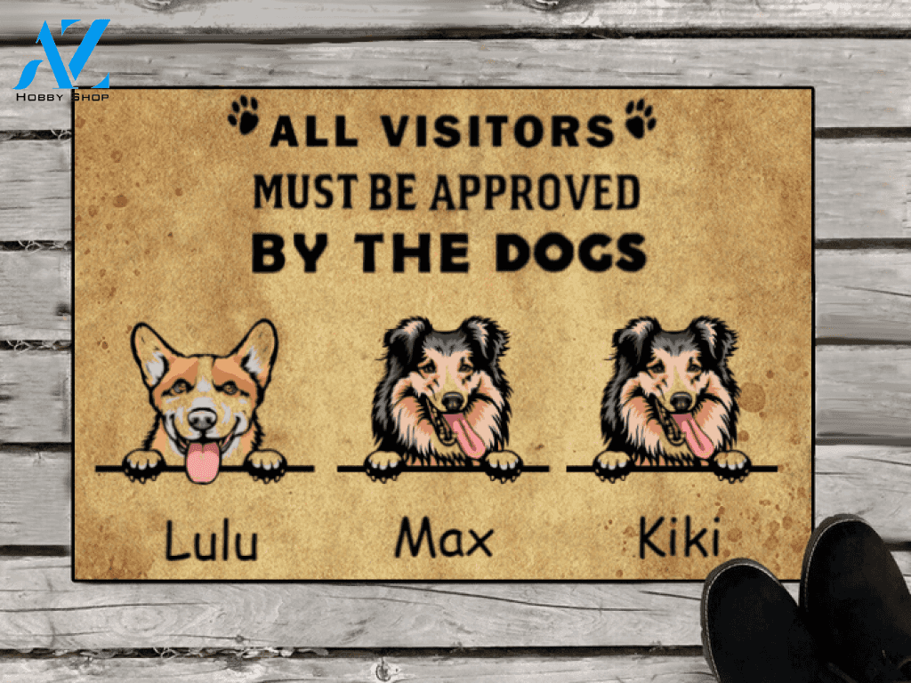 Personalized Gift For Dog Lovers, Dog Owners - All visitors must be approved by the dogs - 3 Dogs Personalized Doormat