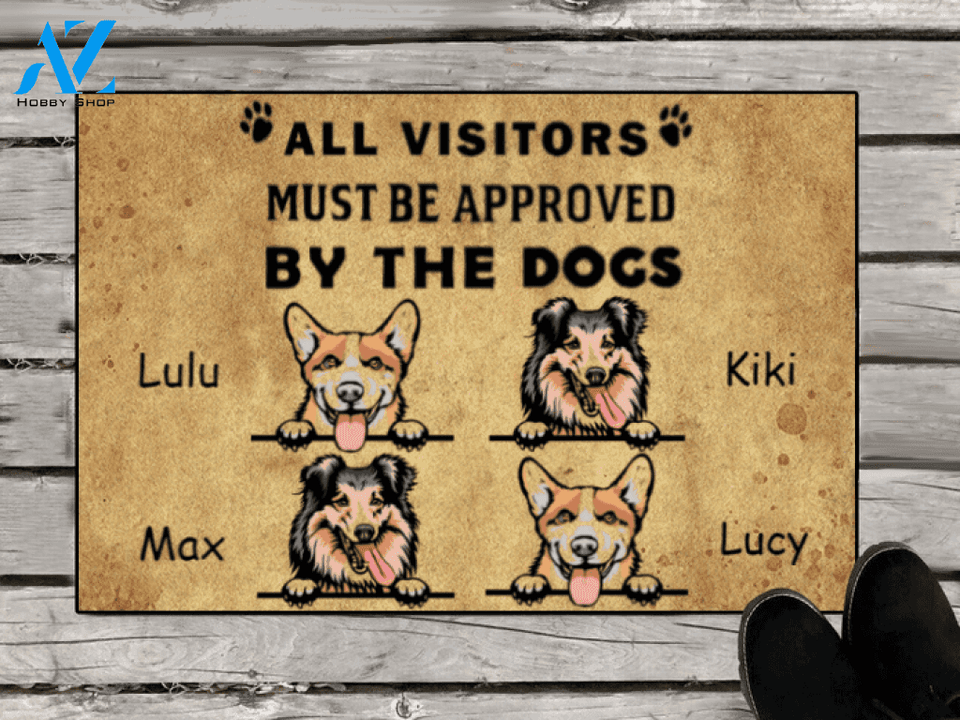 Personalized Gift For Dog Lovers, Dog Owners - All visitors must be approved by the dogs - Personalized 4 dogs Doormat