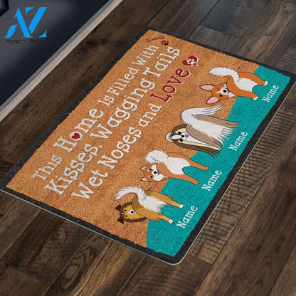 Personalized Gift For Dog Mom This Home Is Filled With Kisses Wagging Tails Wet Noses And Love Doormat For Dog Lover