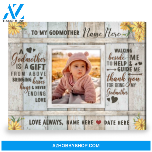 Personalized Gift For Godmother Baptism Gift Mother's Day Gift Canvas