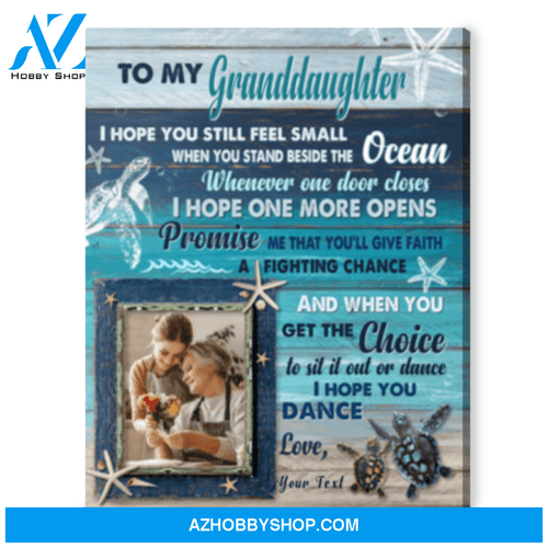 Personalized Gift For Granddaughter Birthday Turtle And Beach Canvas Wall Art