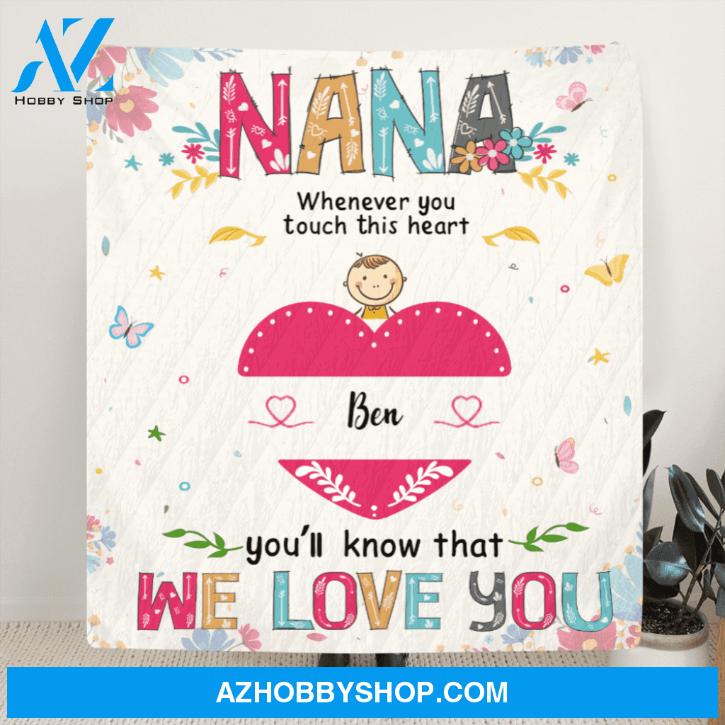 Personalized quilt blanket gift for grandma - 1 kid personalized grandma quilt blanket - Nana you'll know that we love you