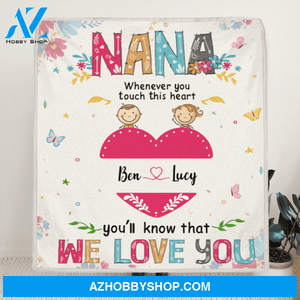 Personalized Fleece Blanket Gift For Grandma - 2 Kids Fleece Blanket - Nana You'll Know That We Love You