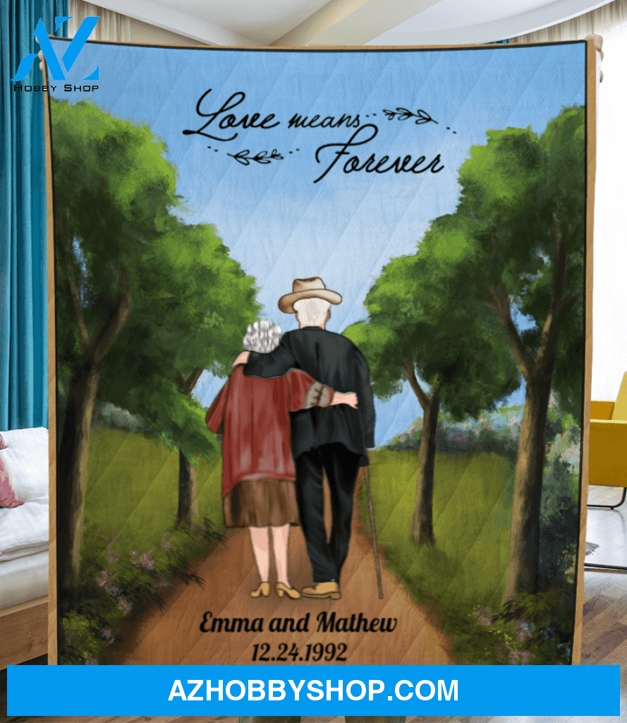 Personalized Quilt Blanket Best Gift For Grandparents, gift for husband/dad/grandfather - Personalized blanket for grandma & grandpa - Love Means Forever