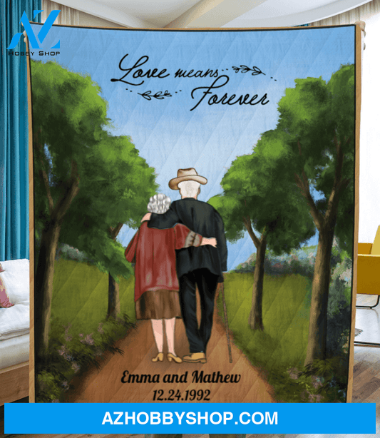 Personalized Quilt Blanket Best Gift For Grandparents, gift for husband/dad/grandfather - Personalized blanket for grandma & grandpa - Love Means Forever