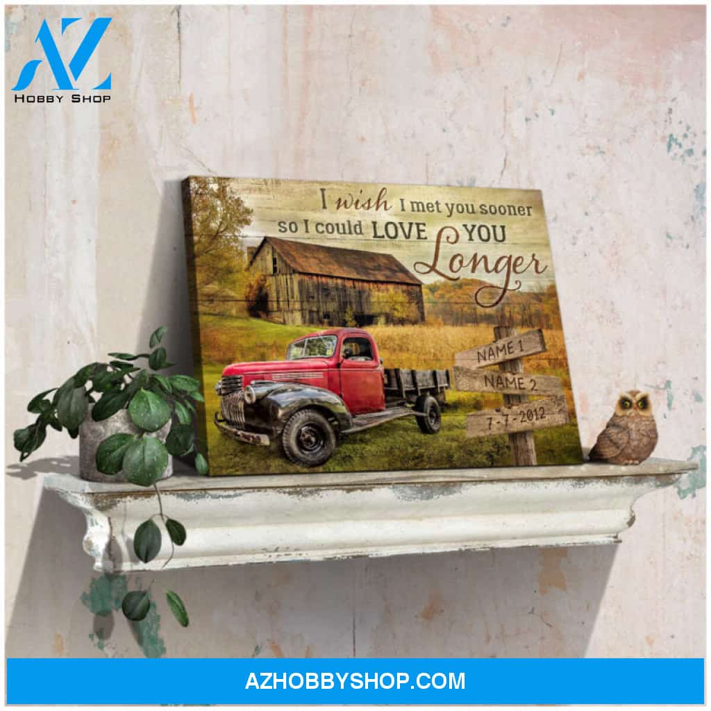 Personalized Gift For Him On Anniversary Old Farm and Truck Canvas Wall Art Decor