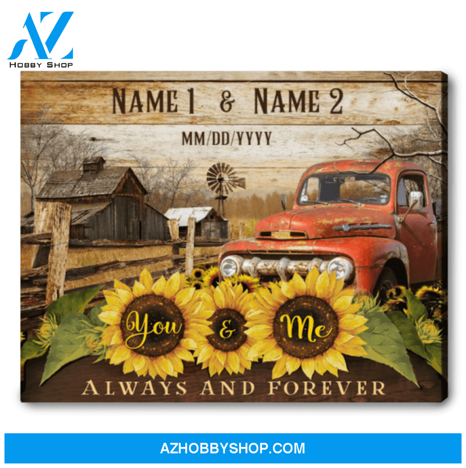 Personalized Gift For Married Couple Farmhouse Wall Art Decor You and me Always and forever
