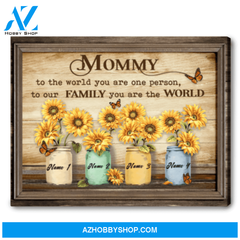 Personalized Gift For Mother's Day To Our Family You Are The World Canvas Art Print