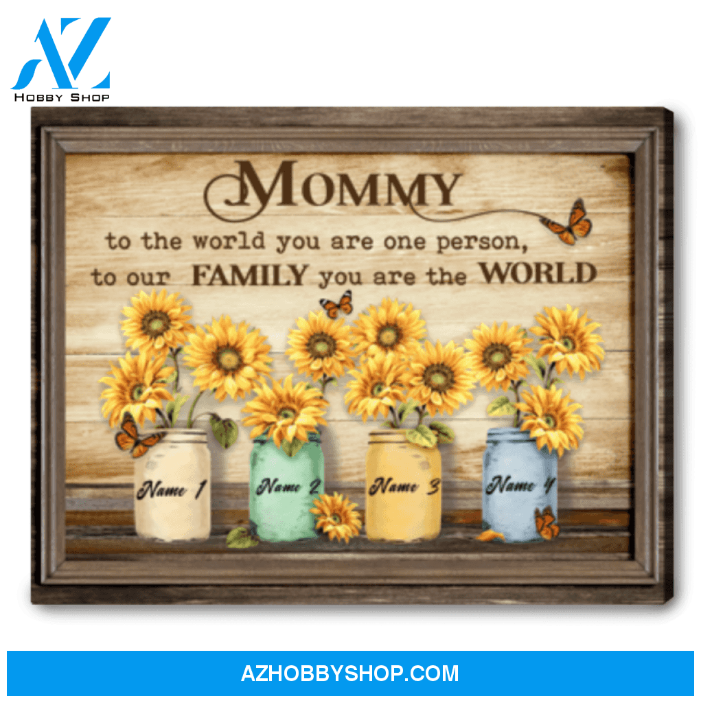 Personalized Gift For Mother's Day To Our Family You Are The World Canvas Art Print