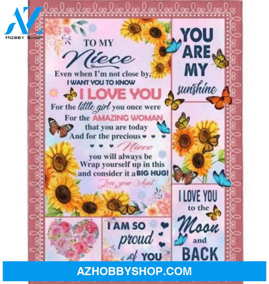 Personalized Gift For Niece Blanket, To My Niece Sunshine Wrap Yourself Up In This And Consider It A Big Hug