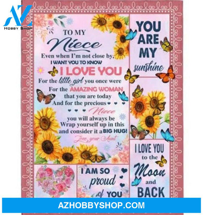 Personalized Gift For Niece Blanket, To My Niece Sunshine Wrap Yourself Up In This And Consider It A Big Hug