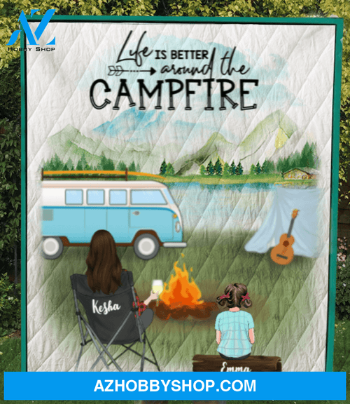 Personalized Gift For Single Mom - Mom with 1 Kid camping quilt - Best mother’s day gift ideas - Can be a mess and still be a good mom